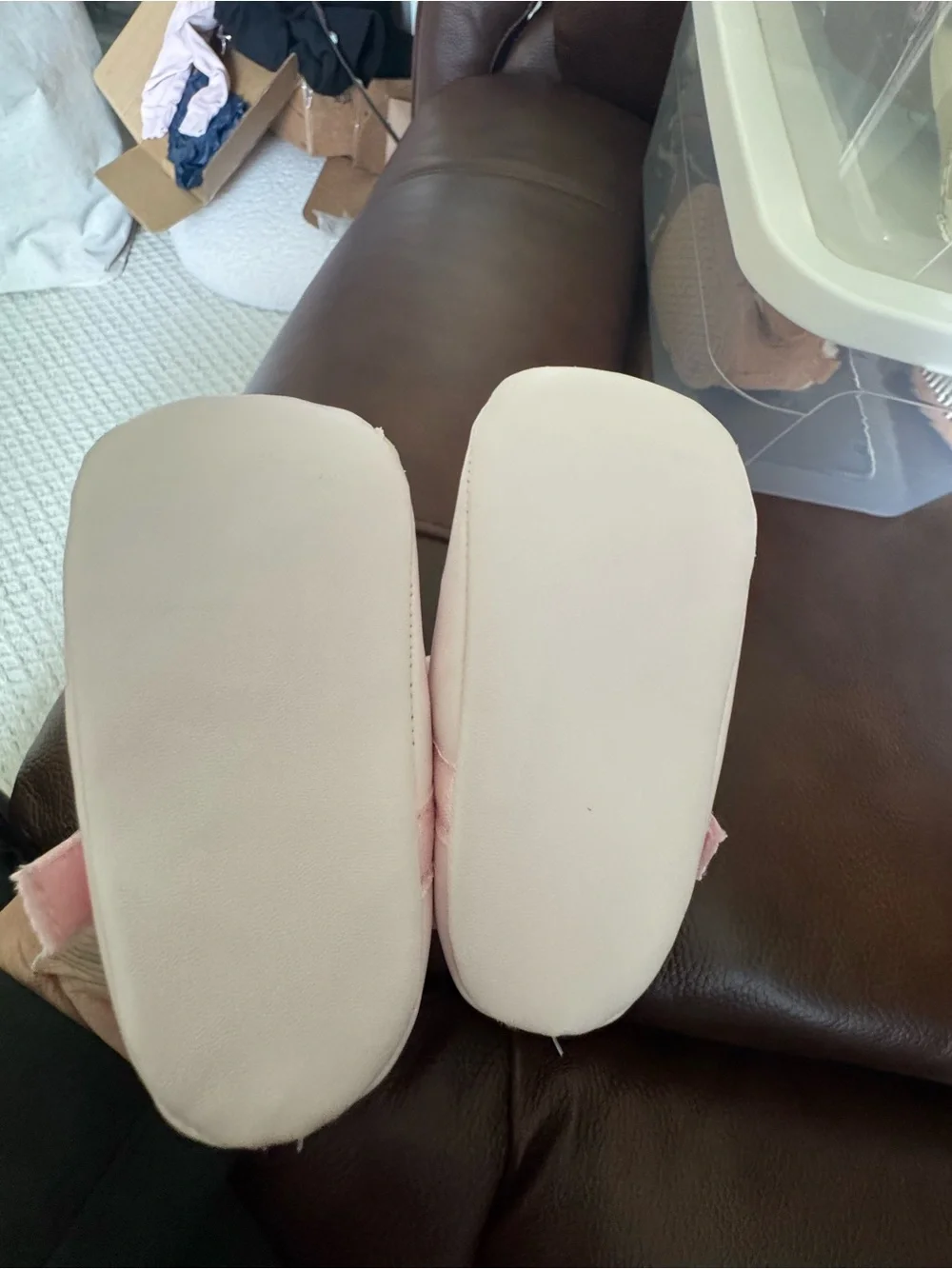 (2) pair Pink & Metallic Gold Baby Ballet Shoes with Satin Ribbon